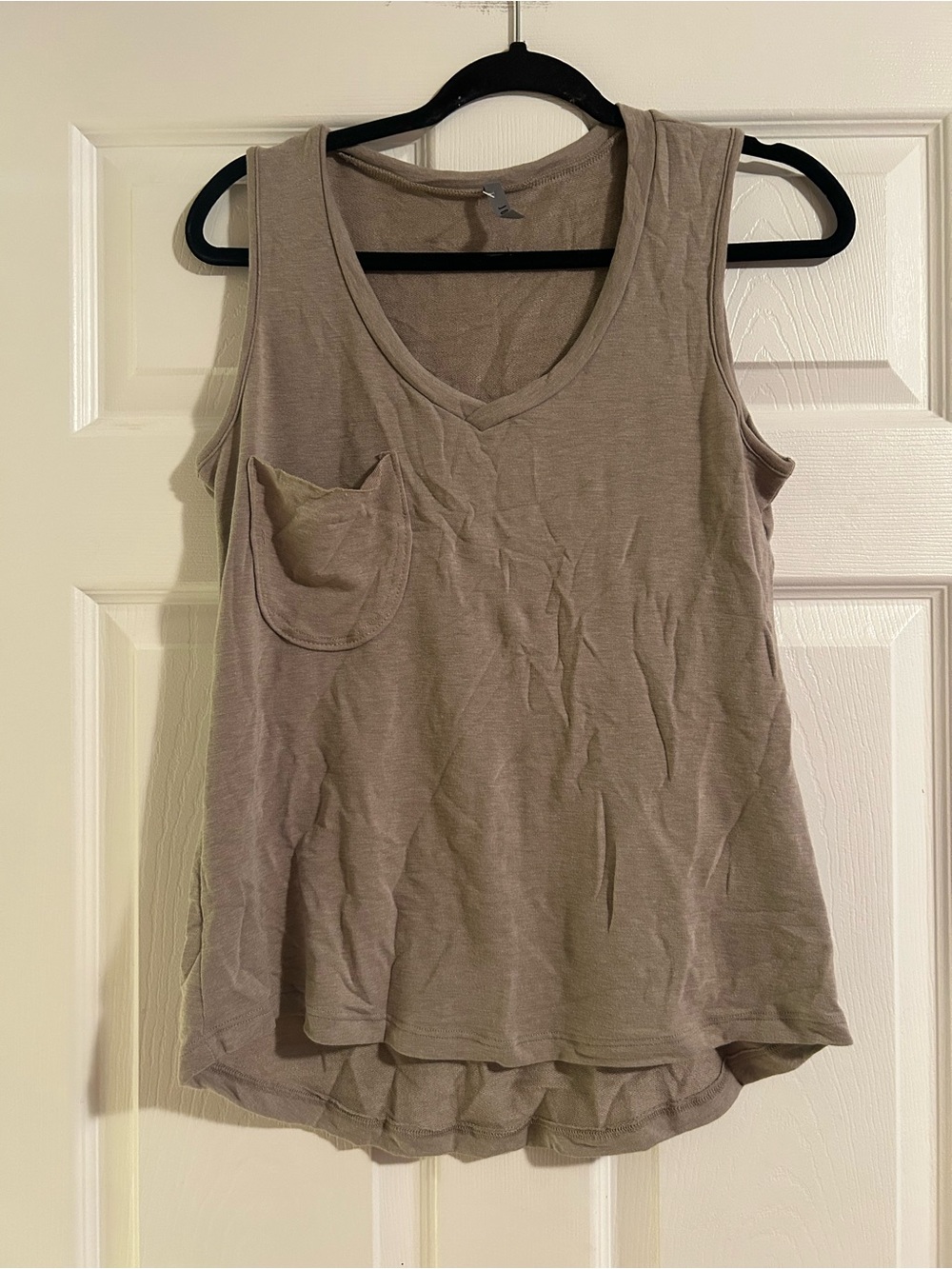 Jolie Taupe V-Neck Sleeveless Tank with Chest Pocket